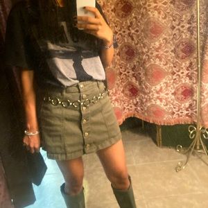 Olive button up skirt